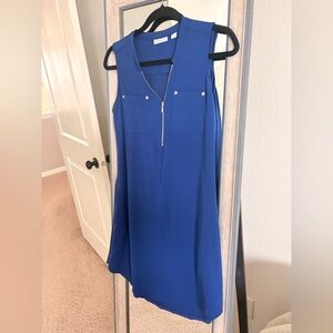 New York and company Casual shift dress zip front pockets